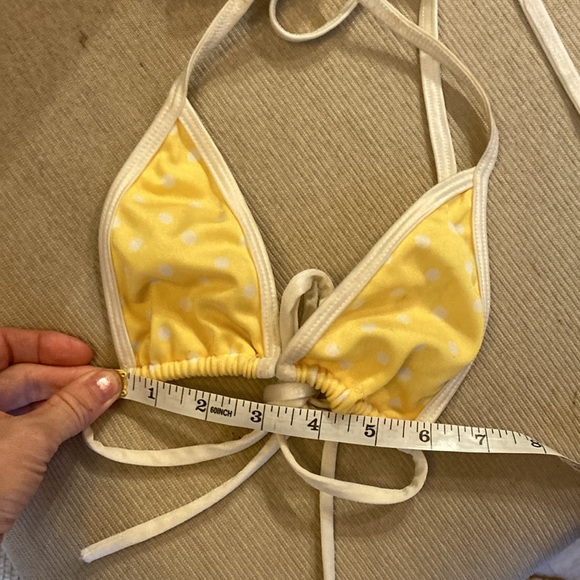 Itty-bitty yellow polkadot bikini sexy skimpy  stripper wear or tiny boobies - Picture 4 of 6